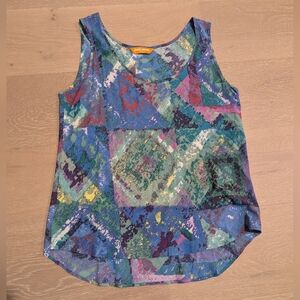 Jams World Diamond Blue Multicolor Abstract Art Honolulu Tank Top Small